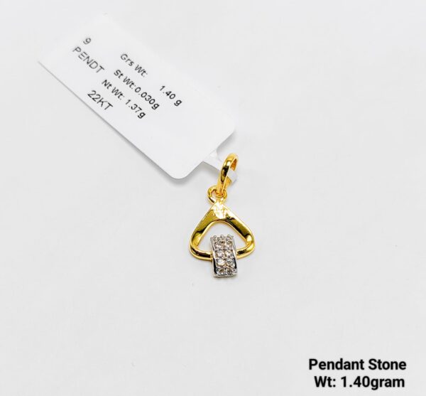 22KT Yellow Gold Pendant with Diamond-Cut Stone Accents - 1.40g