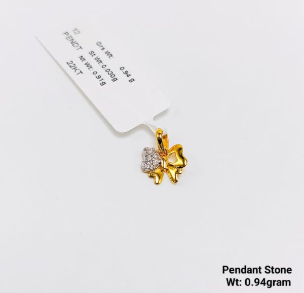 22KT Yellow Gold Pendant with Diamond-Cut Stone Accents - 0.94g