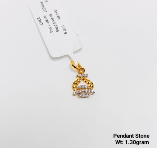 22KT Yellow Gold Pendant with Diamond-Cut Stone Accents - 1.30g