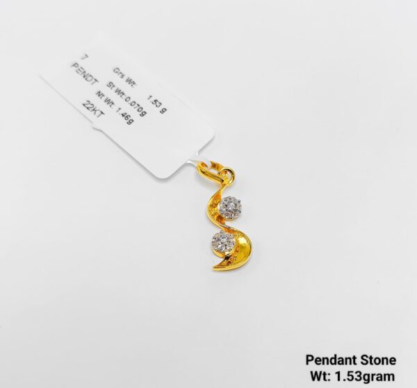 22KT Yellow Gold Pendant with Diamond-Cut Stone Accents - 1.53g