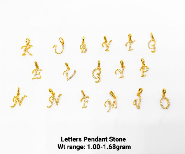 Lightweight 22KT Yellow Gold Casting A-Z Letter Pendant - 1g to 1.68g
