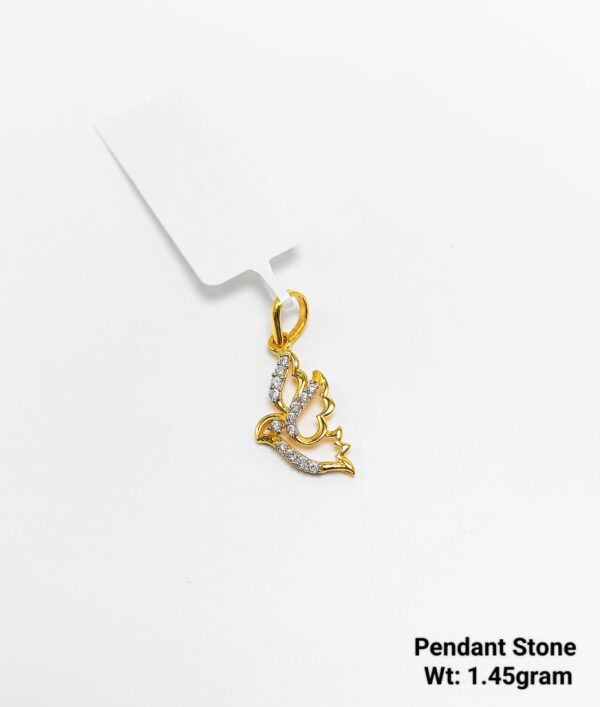 22KT Yellow Gold Pendant with Diamond-Cut Stone Accents - 1.45g