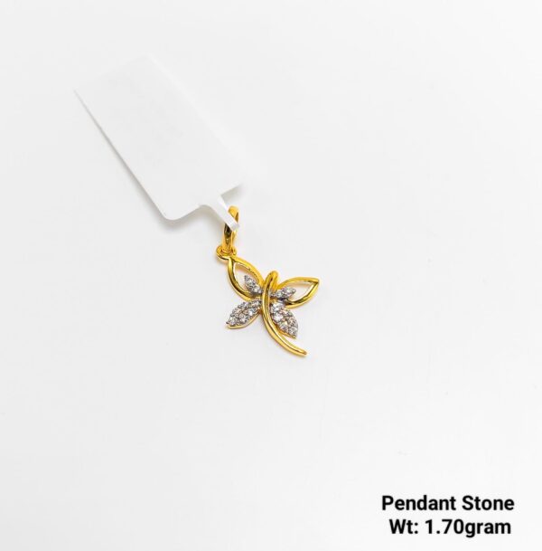 22KT Yellow Gold Pendant with Diamond-Cut Stone Accents - 1.70g