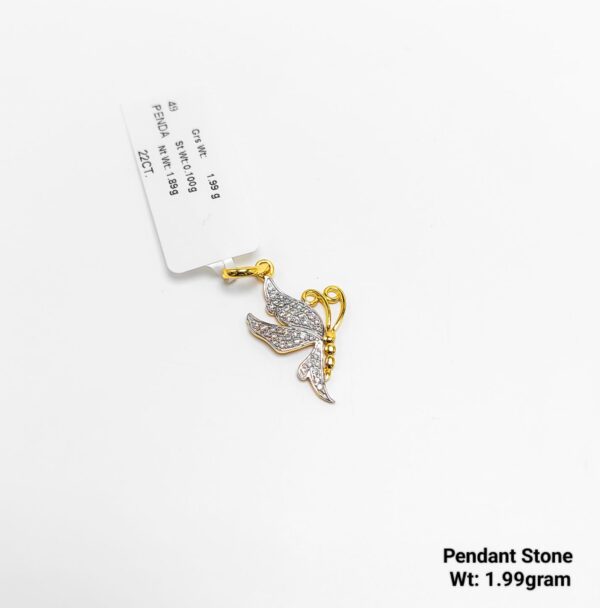 22KT Yellow Gold Pendant with Diamond-Cut Stone Accents - 1.99g
