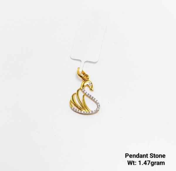 22KT Yellow Gold Swarn Pendant with Diamond-Cut Stone Accents - 1.47g