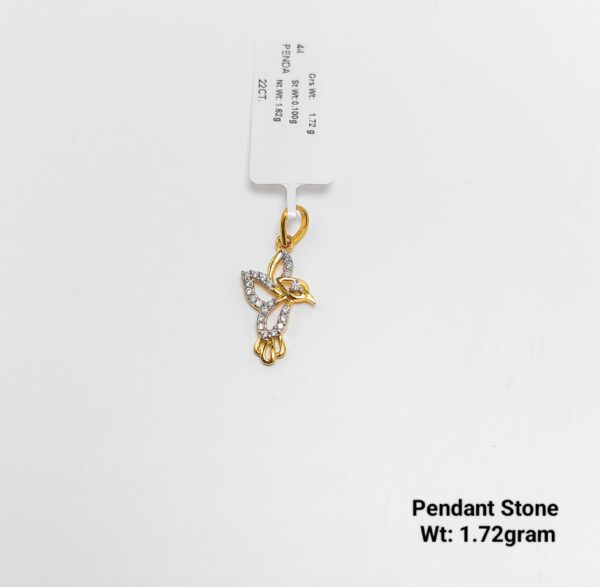 18K Yellow Gold Bird Pendant with Sparkling Zirconia - 1.72g