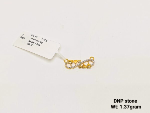 22K Yellow Gold Infinity Pendant with Sparkling Zirconia - 1.37g