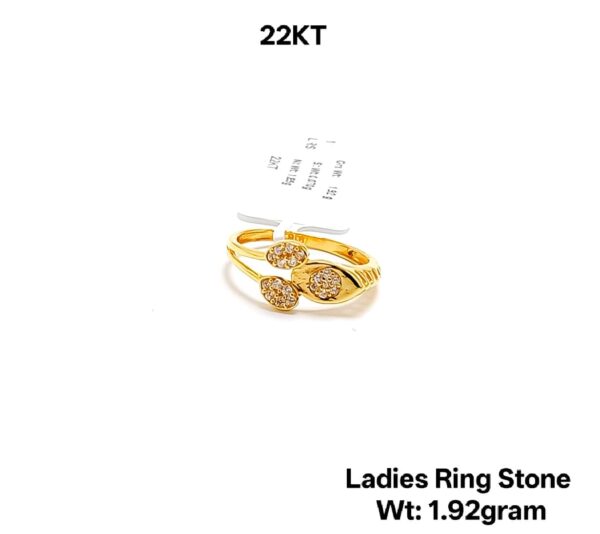 22K Gold Ladies Designer Ring with Shimmering CZ Stones - 1.92g