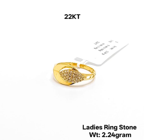 22K Gold Ladies Designer Ring with Shimmering CZ Stones - 2.24g