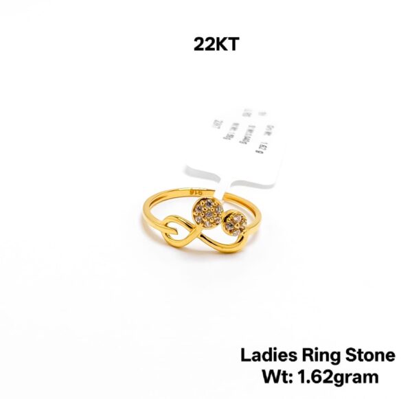 22K Gold Ladies Designer Ring with Shimmering CZ Stones - 1.62g