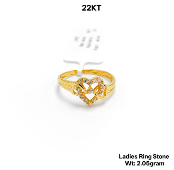 22K Gold Ladies Designer Ring with Shimmering CZ Stones - 2.05g