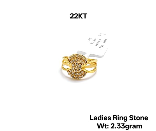 22K Gold Ladies Designer Ring with Shimmering CZ Stones - 2.33g