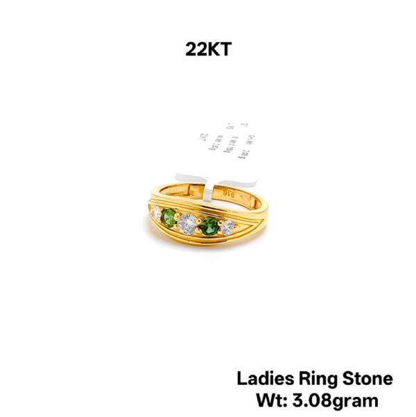 22K Gold Ladies Designer Ring with Shimmering CZ Stones - 3.08g