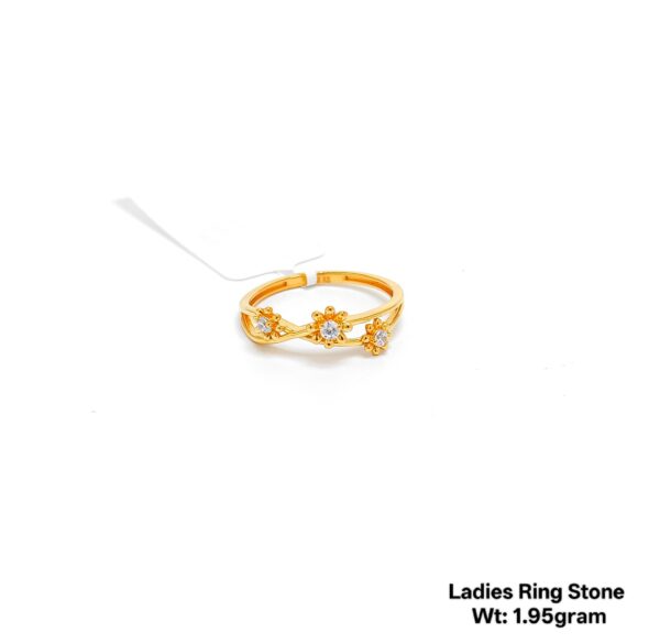 Elegant 22K Yellow Gold Stone Studded Ladies Ring - 1.95g