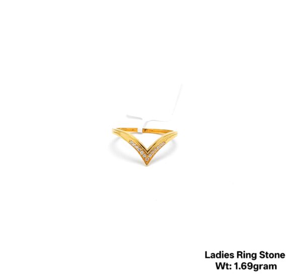 Elegant 22K Yellow Gold Stone Studded Ladies Ring - 1.69g