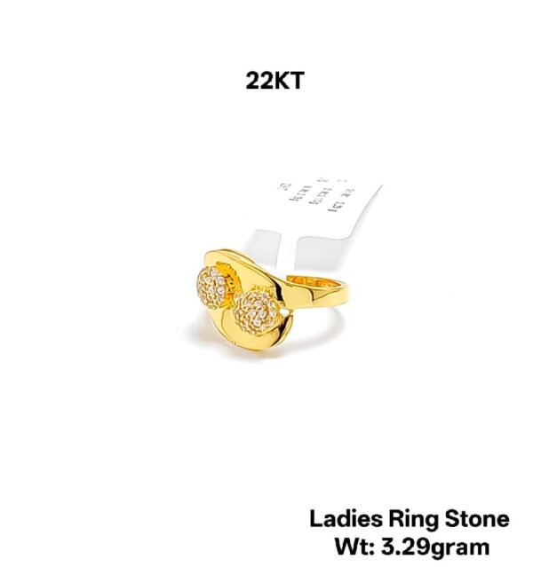 Elegant 22K Yellow Gold Stone Studded Ladies Ring - 3.29g