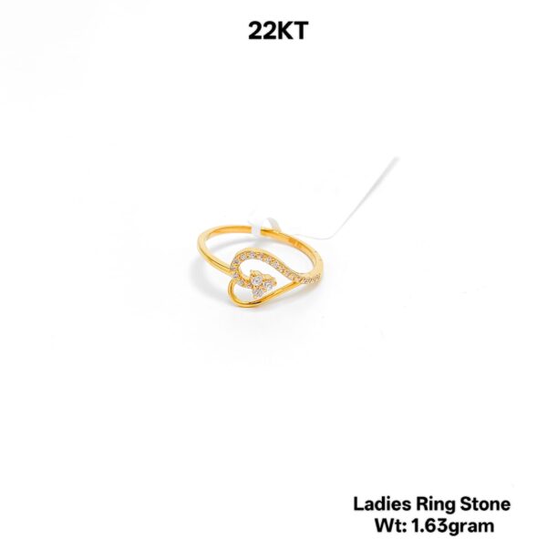 Elegant 22K Yellow Gold Stone Studded Ladies Ring - 1.63g