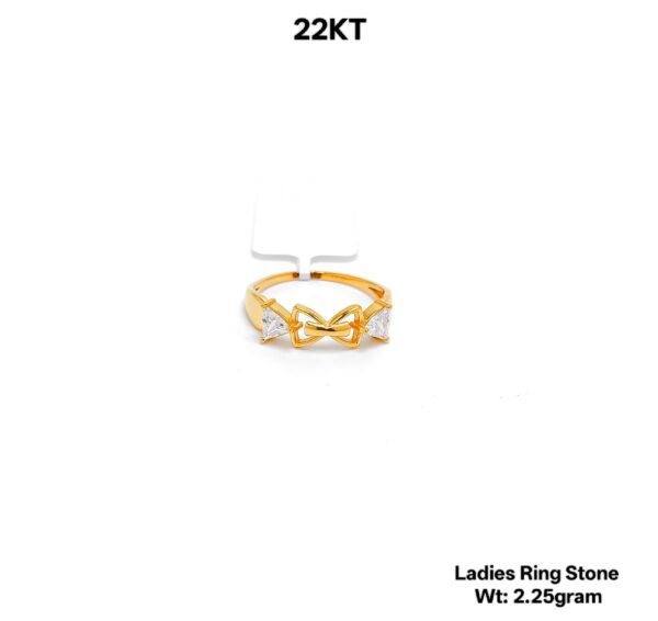 Elegant 22K Yellow Gold Stone Studded Ladies Ring - 2.25g