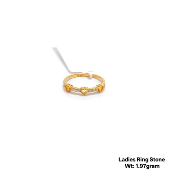 Elegant 22K Yellow Gold Stone Studded Ladies Ring - 1.97g