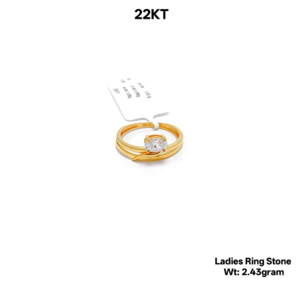 Elegant 22K Yellow Gold Stone Studded Ladies Ring - 2.43g
