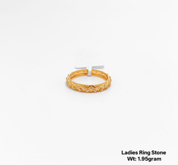 Elegant 22K Yellow Gold Stone Studded Ladies Ring - 1.95g