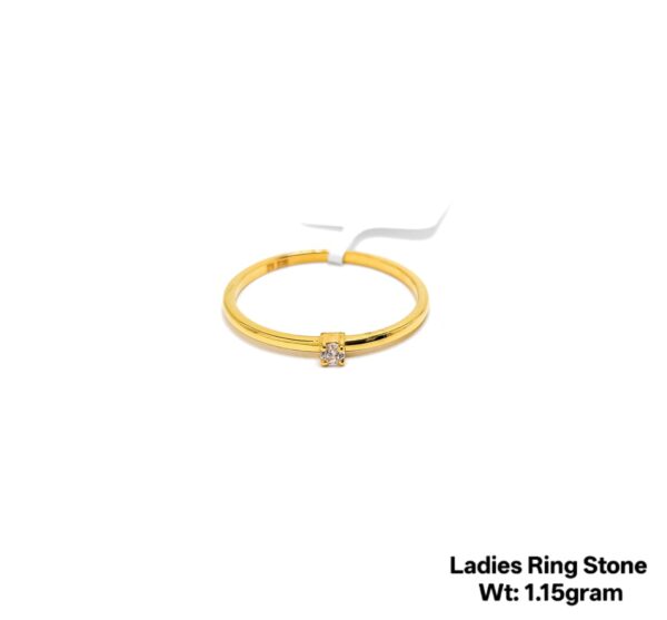 Elegant 22K Yellow Gold Stone Studded Ladies Ring - 1.15g