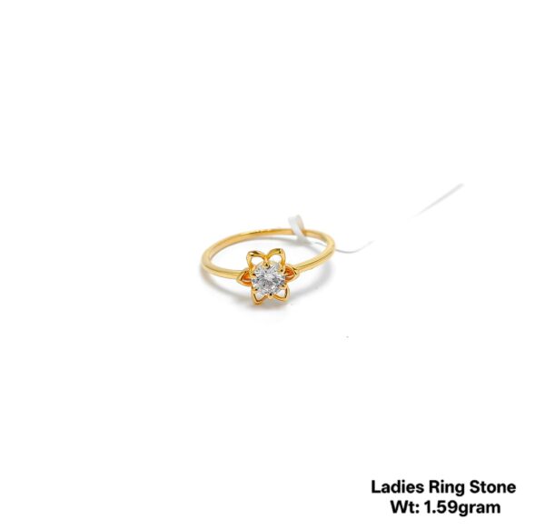 Elegant 22K Yellow Gold Stone Studded Ladies Ring - 1.59g