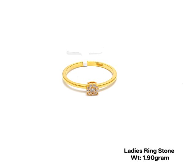 Elegant 22K Yellow Gold Stone Studded Ladies Ring - 1.90g
