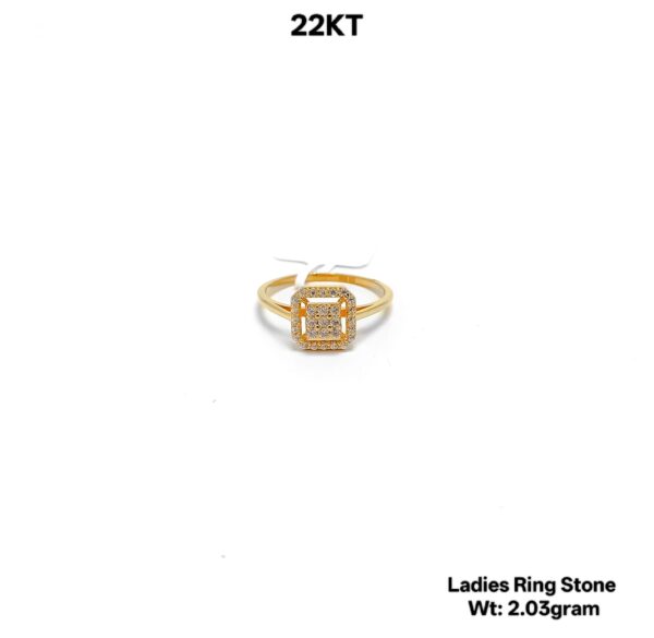 Elegant 22K Yellow Gold Stone Studded Ladies Ring - 2.03g