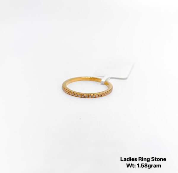 Elegant 22K Yellow Gold Stone Studded Ladies Ring - 1.58g Daily wear