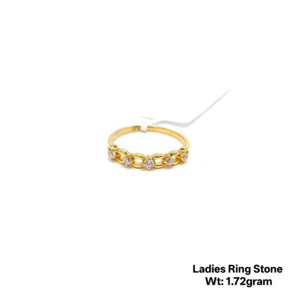 Elegant 22K Yellow Gold Stone Studded Ladies Ring - 1.72g Daily wear