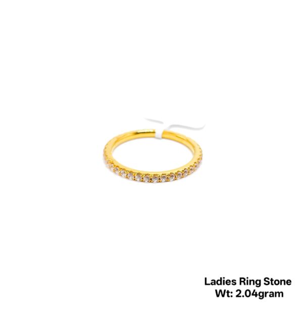 Elegant 22K Yellow Gold Stone Studded Ladies Ring - 2.04g Daily wear