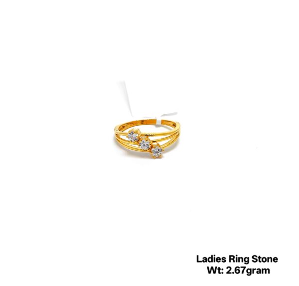Elegant 22K Yellow Gold Stone Studded Ladies Ring - 2.67g