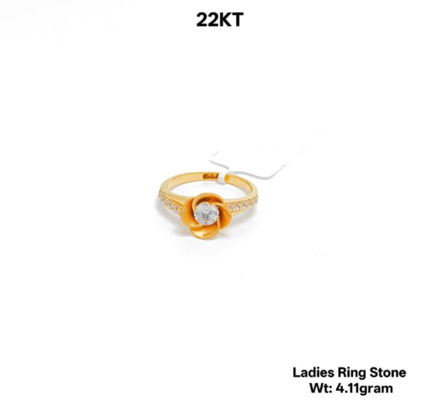 Elegant 22K Yellow Gold Stone Studded Ladies Ring - 4.11g