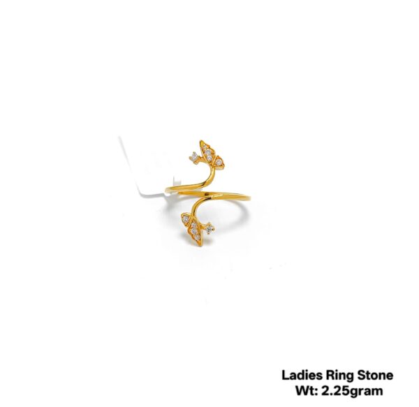 Elegant 22K Yellow Gold Stone Studded Ladies Ring - 2.25g