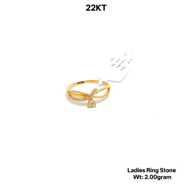 Modern 22K Gold Designer Ladies Ring with Sparkling Stones - 2.00g