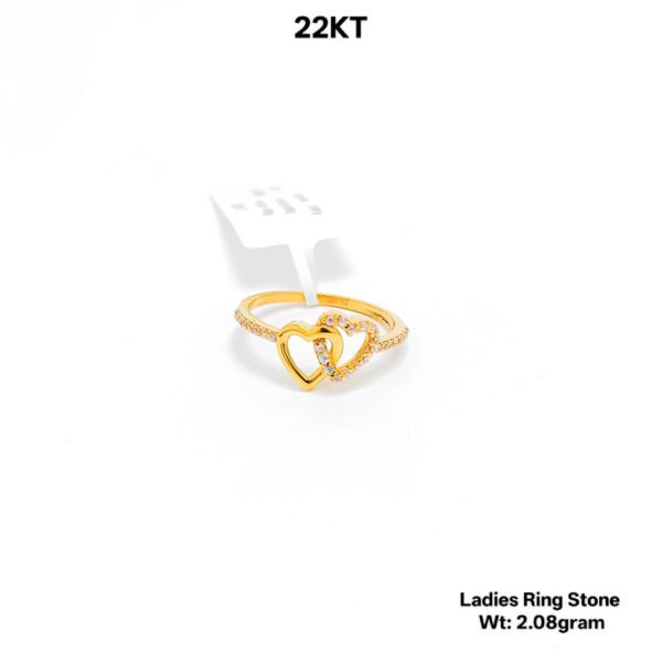 Modern Gold Loving hearts Ladies Ring with Sparkling Stones - 2.08g