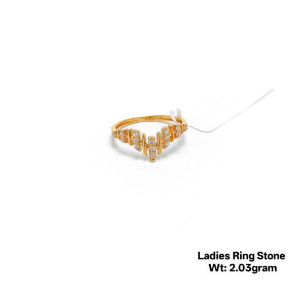 Modern 22K Gold Designer Ladies Ring with Sparkling Stones - 2.03g