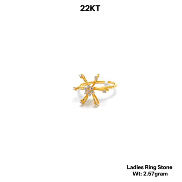Modern 22K Gold Designer Ladies Ring with Sparkling Stones - 2.57g