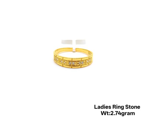 22K Yellow Gold Ladies Stone Ring | Band Design 2.74g