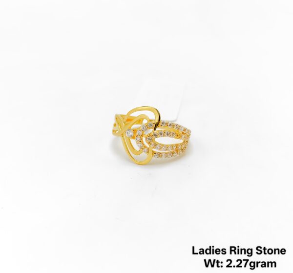 22K Gold Ladies Designer Ring with Shimmering CZ Stones - 2.27g