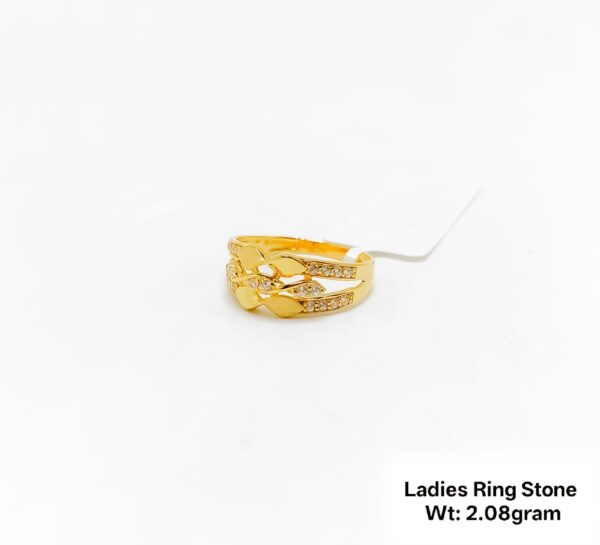 22K Gold Ladies Designer Ring with Shimmering CZ Stones - 2.08g