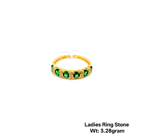 22K Yellow Gold Ring with Sparkling CZ Stones- 3.28g