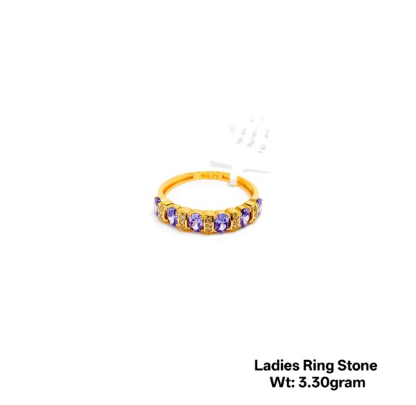 22K Yellow Gold Ring with Sparkling CZ Stones- 3.30g