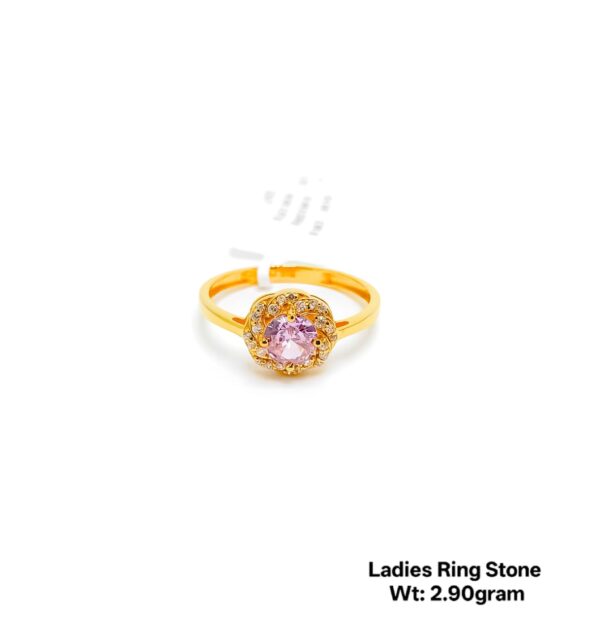 22K Yellow Gold Ring with Sparkling CZ Stones- 2.90g