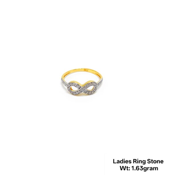22K Yellow Gold Infinity Ring with Sparkling White Stones- 1.63g