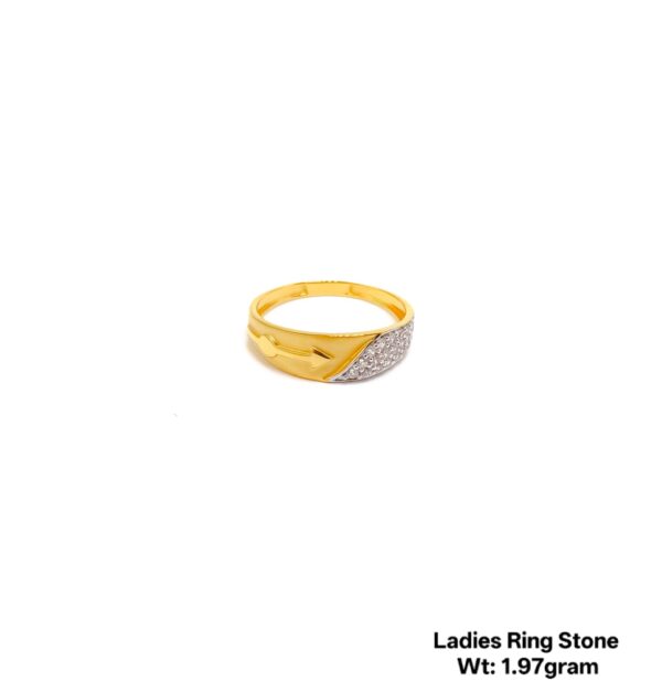 22K Yellow Gold band Ring with Sparkling White Stones- 1.97g