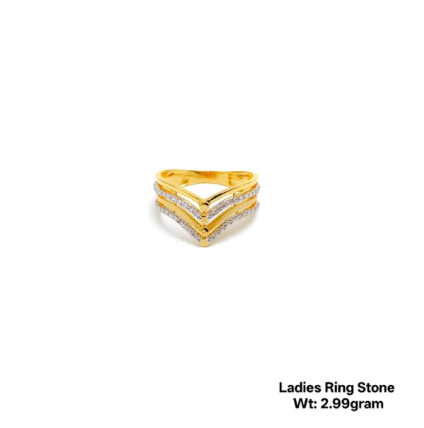 22K Yellow Gold Ring with Sparkling White Stones- 2.99g
