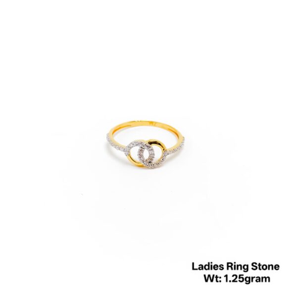 22K Yellow Gold couple Ring with Sparkling White Stones- 1.25g