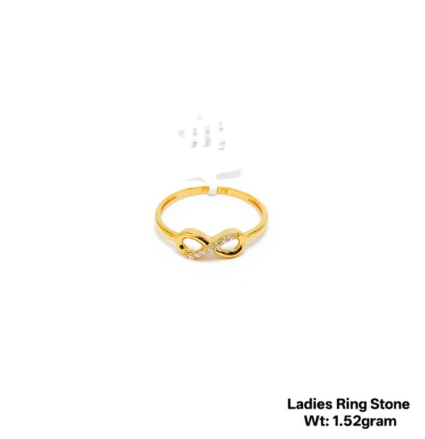 22K Yellow Gold Infinity Ring with Sparkling White Stones- 1.52g